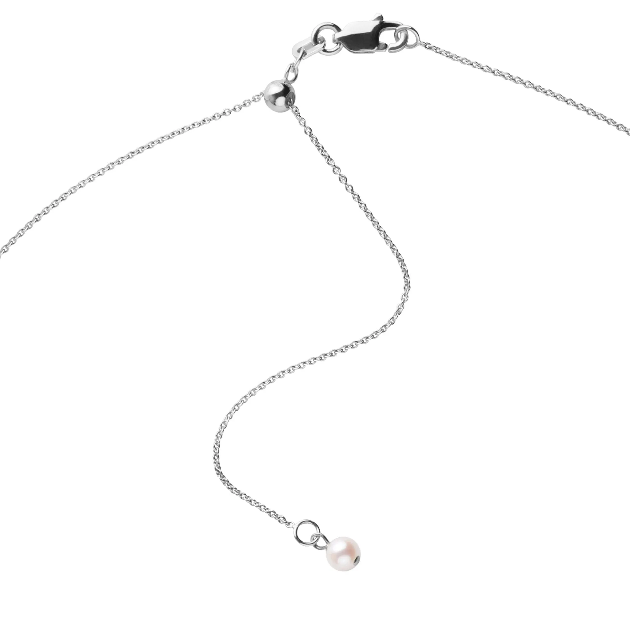 Petite Diamond Bar Collection 6.5-7.0 mm White Freshadama Pearl and Diamond Adjustable Chain Pendant