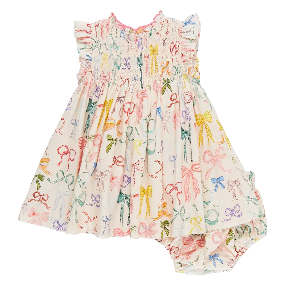 Pink Chicken Baby Stevie Dress Set - Watercolor Bows