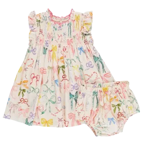 Pink Chicken Baby Stevie Dress Set - Watercolor Bows