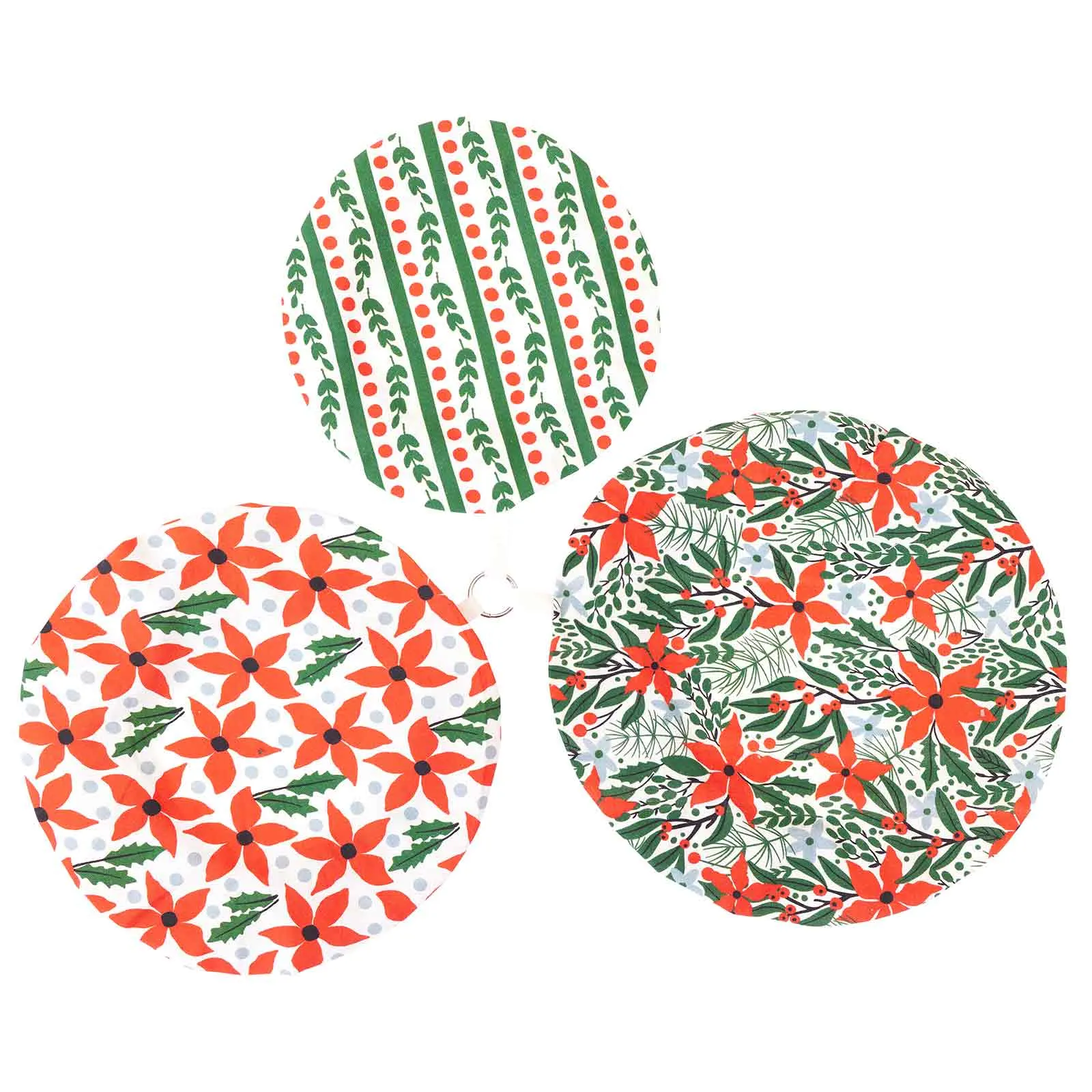 Poinsettia blu Kitchen Food Storage Covers (Set of 3 )