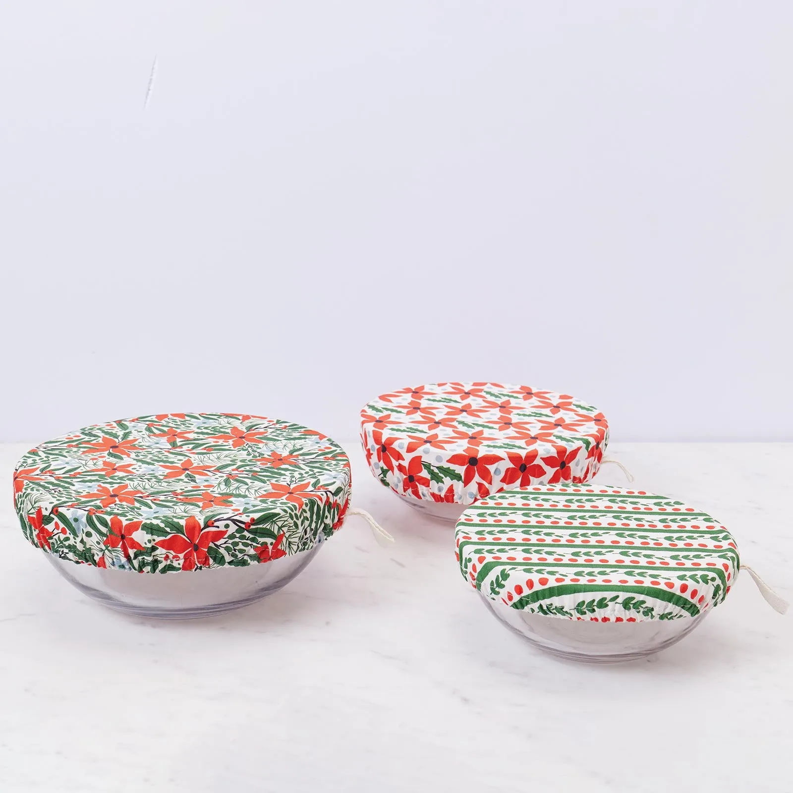 Poinsettia blu Kitchen Food Storage Covers (Set of 3 )