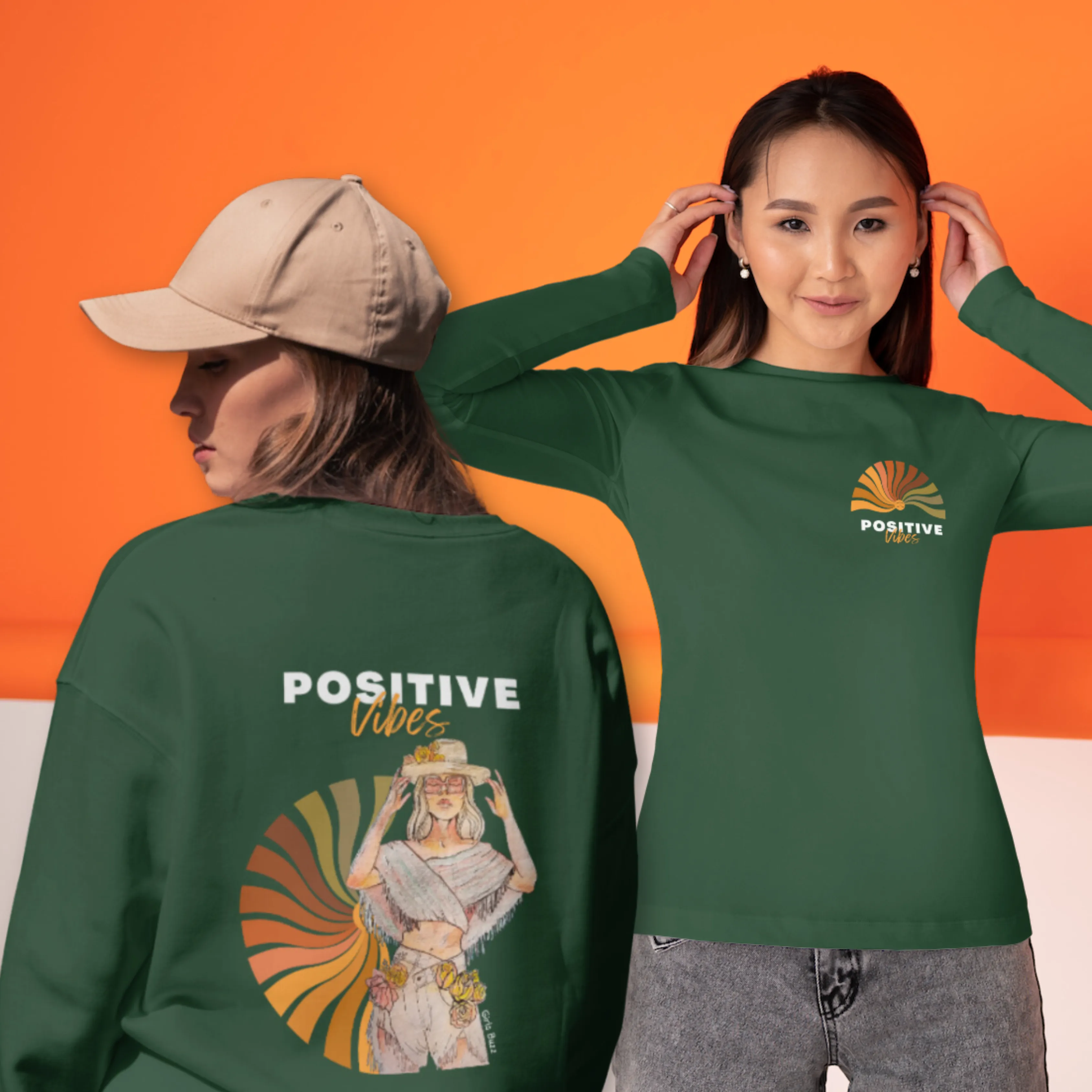 Positive Vibes Full Sleeves Back Printed T-shirt