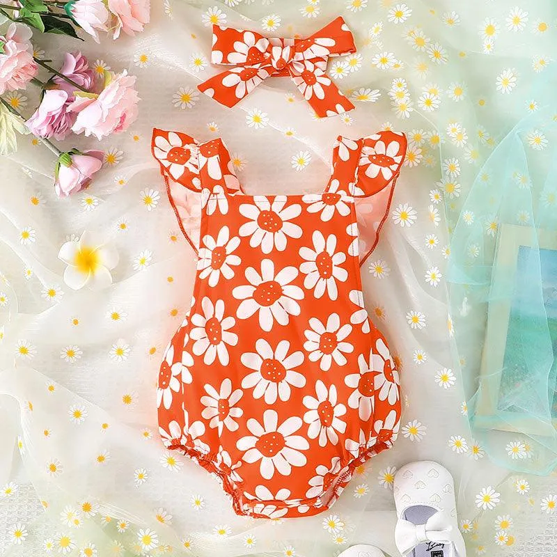 PRINTED TRIANGLE ROMPER BELT BODYSUIT