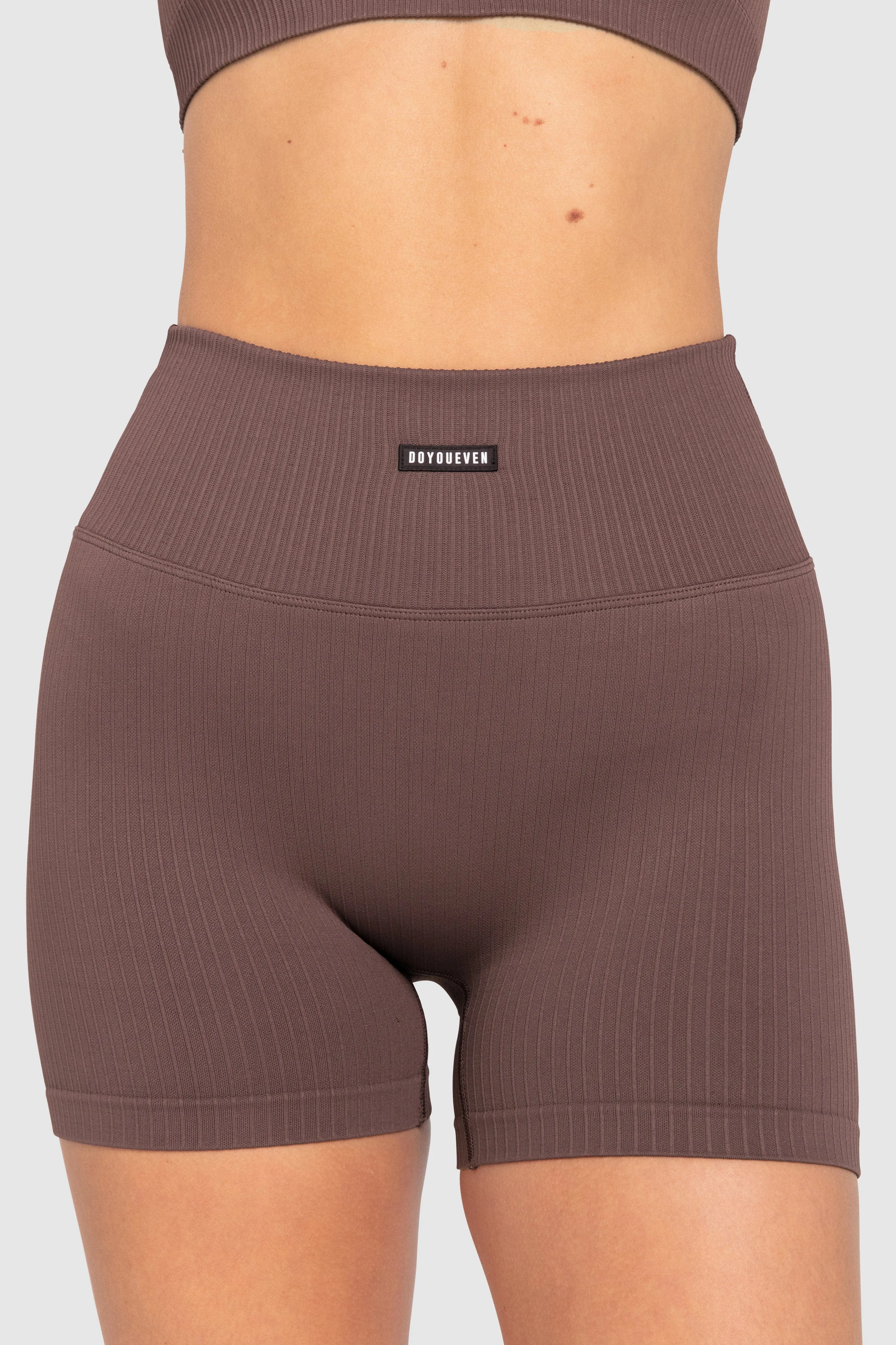 Ribbed Seamless Shorts - Espresso Brown