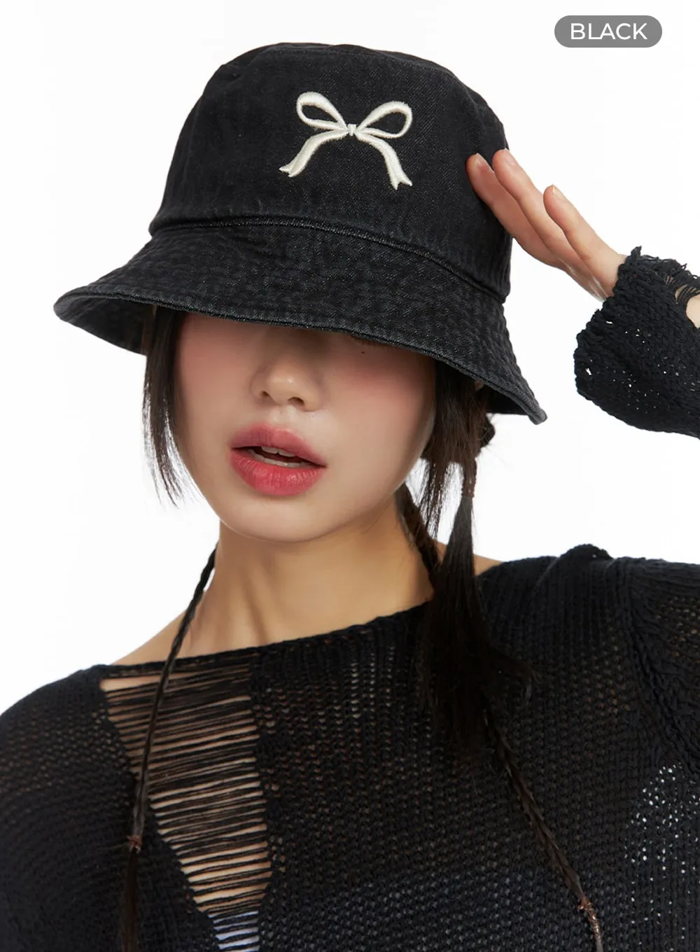 Ribbon Embroidered Bucket Hat IF421