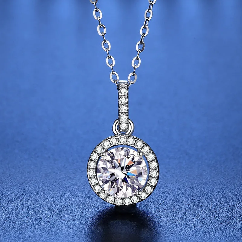 Round Cap Moissan Diamond Necklace