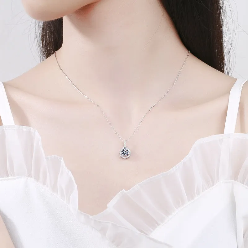 Round Cap Moissan Diamond Necklace