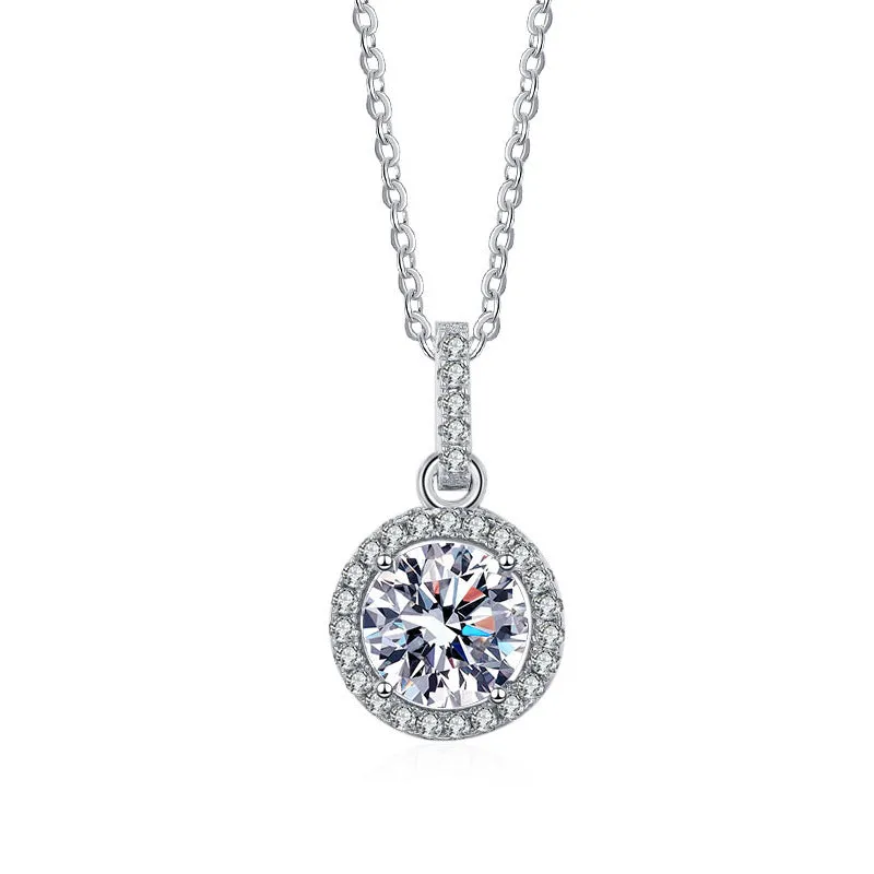 Round Cap Moissan Diamond Necklace