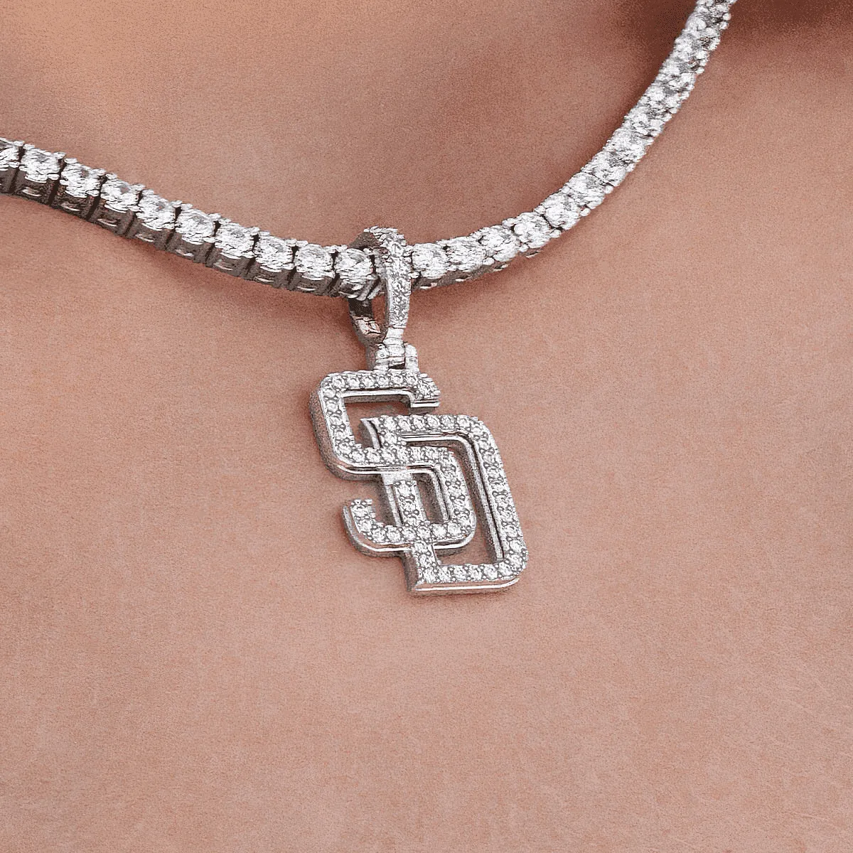 San Diego Padres Micro Pendant in White Gold