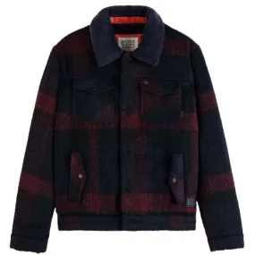 Scotch & Soda Jacquard Trucker Teddy Collar Jacket (Bordeaux Night) 174392