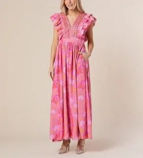 Sheridan French Stacey Dress - Fuchsia Botanical