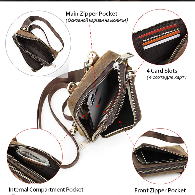 Small Crossbody Cell Phone Wallet Bag with Belt Buckle