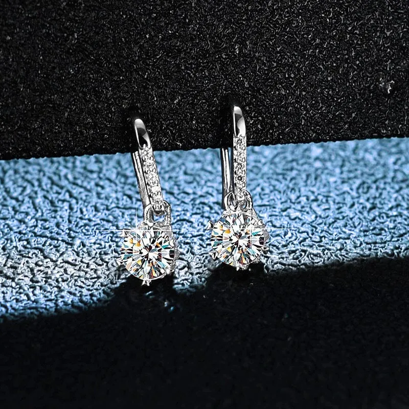 Snowflake Diamond Drop Earrings - 925 Sterling Silver