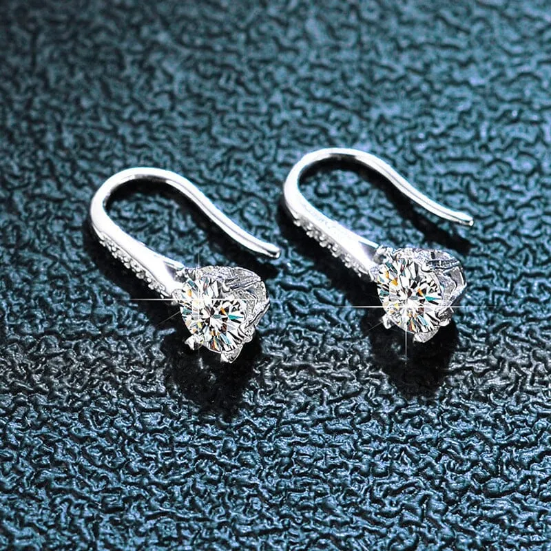 Snowflake Diamond Drop Earrings - 925 Sterling Silver