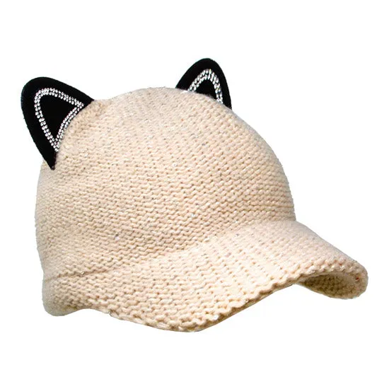 Solid Cat Ear Slouchy Newsboy Cap