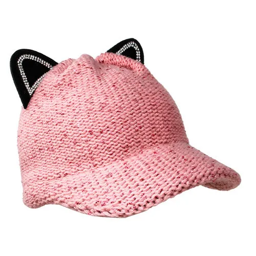 Solid Cat Ear Slouchy Newsboy Cap