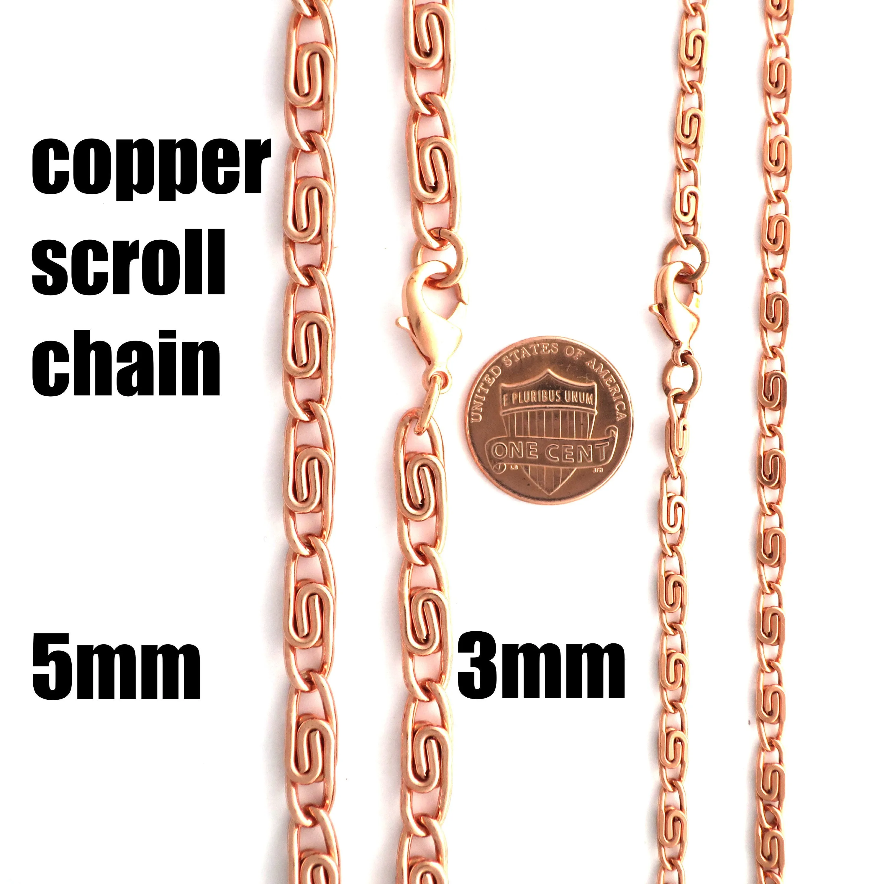 Solid Copper Necklace Chain Celtic Scroll Chain Necklace NC66 Medium 5mm Copper Necklace Celtic Copper Necklace 20 Inch Chain