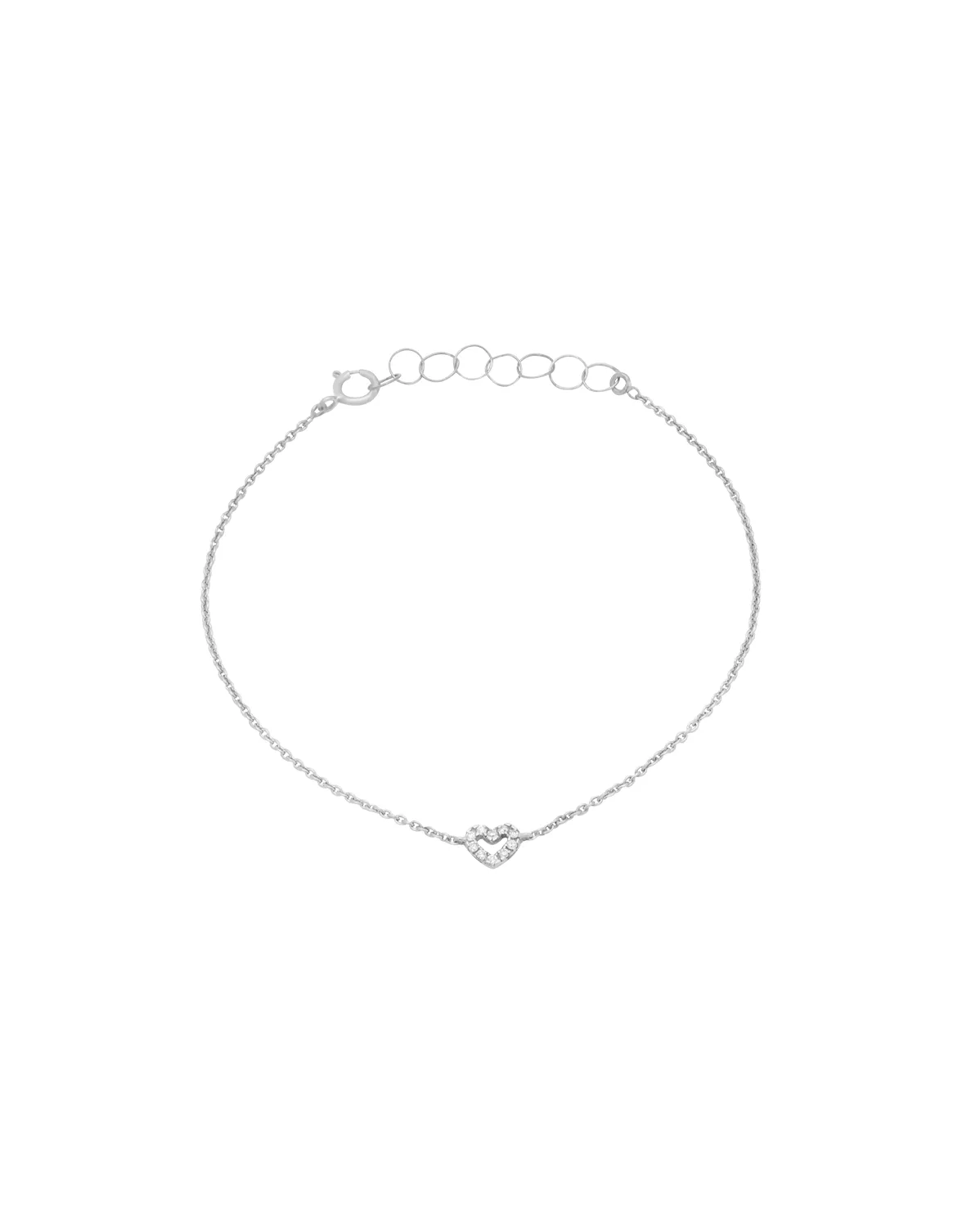 Solid Gold Diamond Heart Bracelet - White Gold