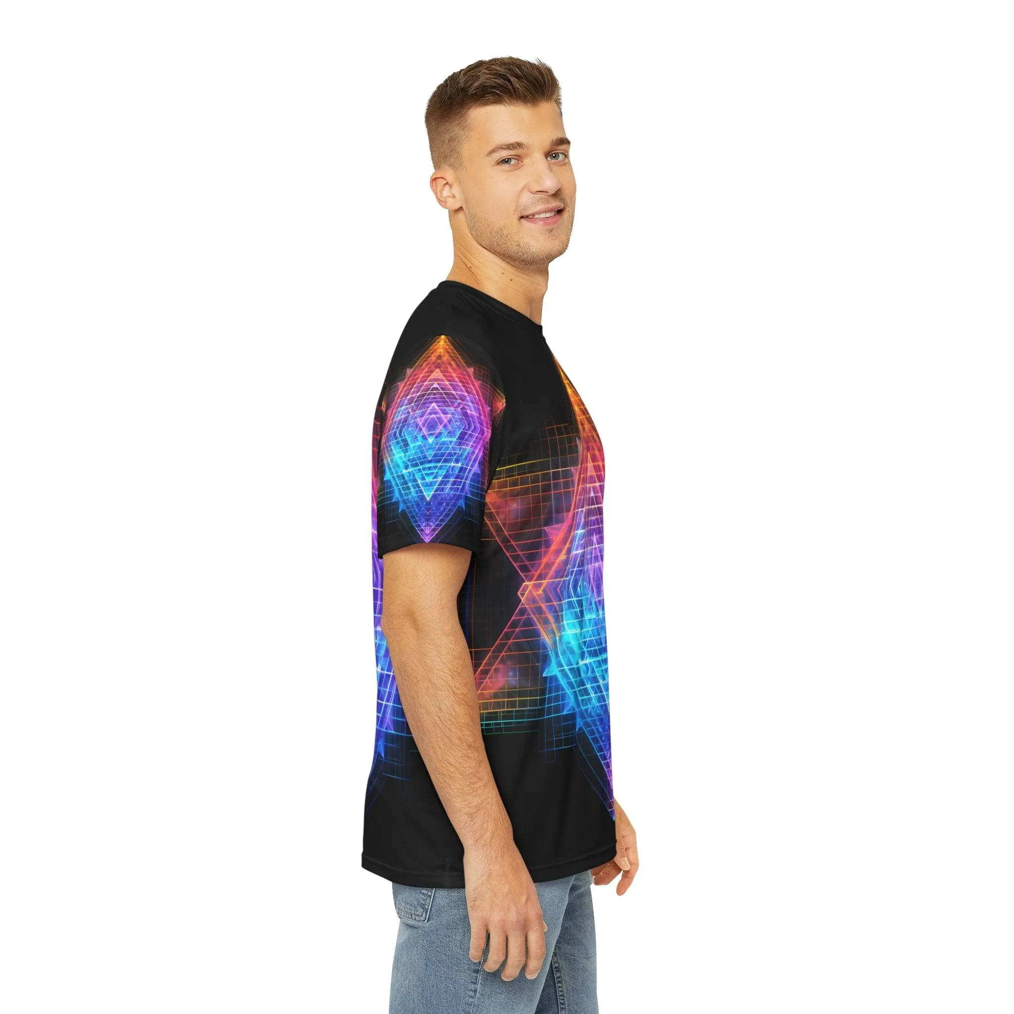 Sri Yantra 3D v2 Sacred Geometry Octane Colorful Symmetrical Sublimation - All Over Print (AOP) - Digital AI Art T-Shirt for Street or Festival Wear