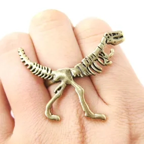 T-Rex Dinosaur Fossil Skeleton Bones Adjustable Ring in Brass