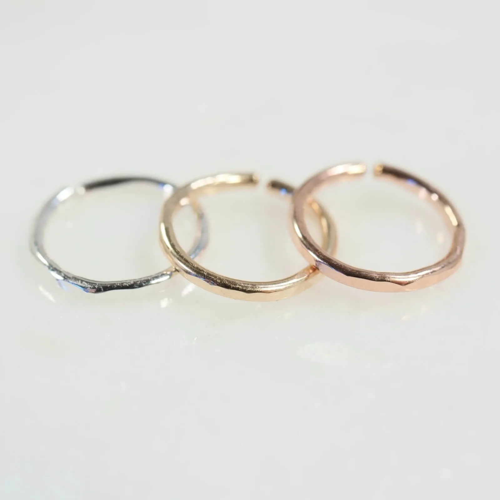 Tiny Tragus Hoop Face Hammered Endless - Choose Your Metal and Gauge