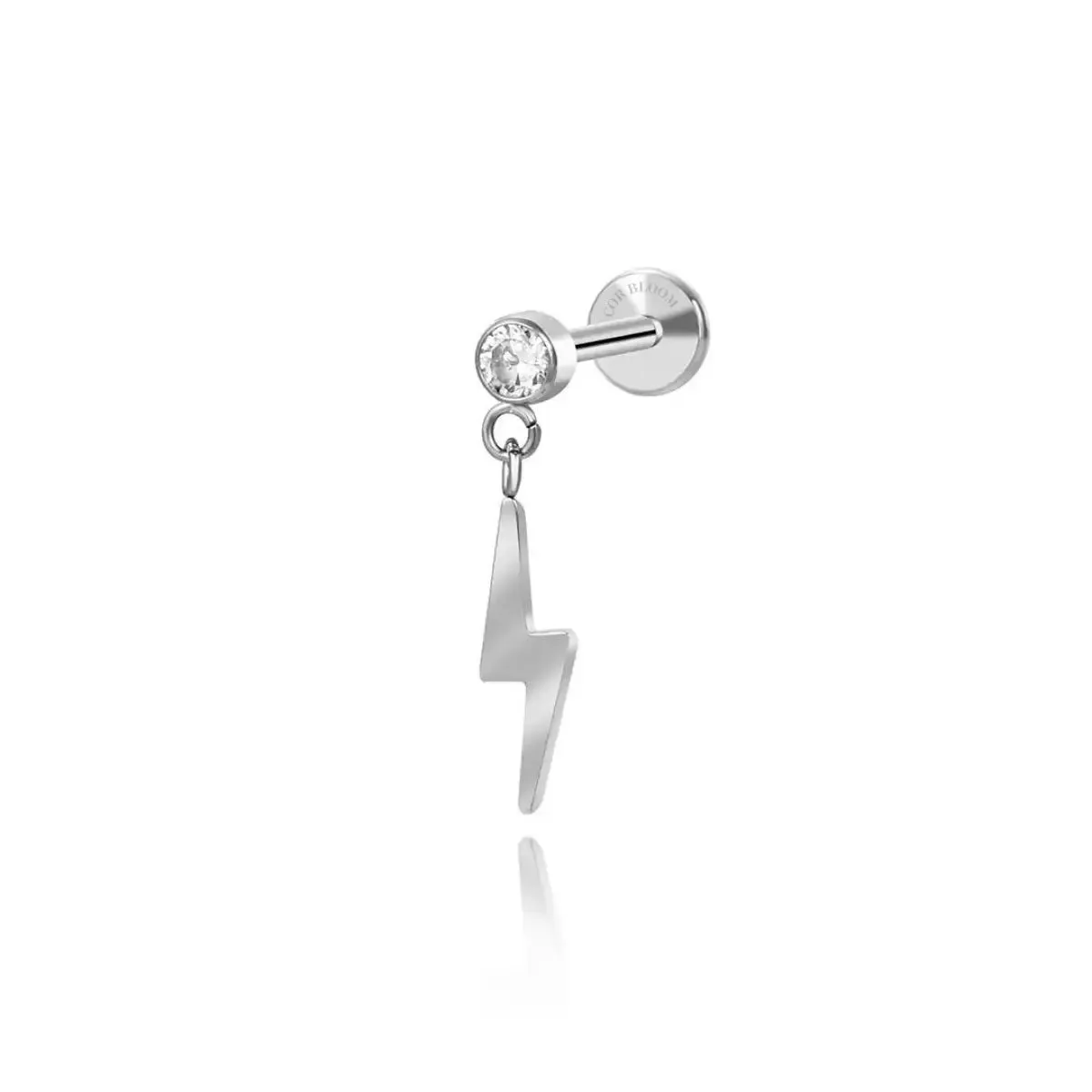 Titanium Dangling Lightning Bolt Piercing Stud