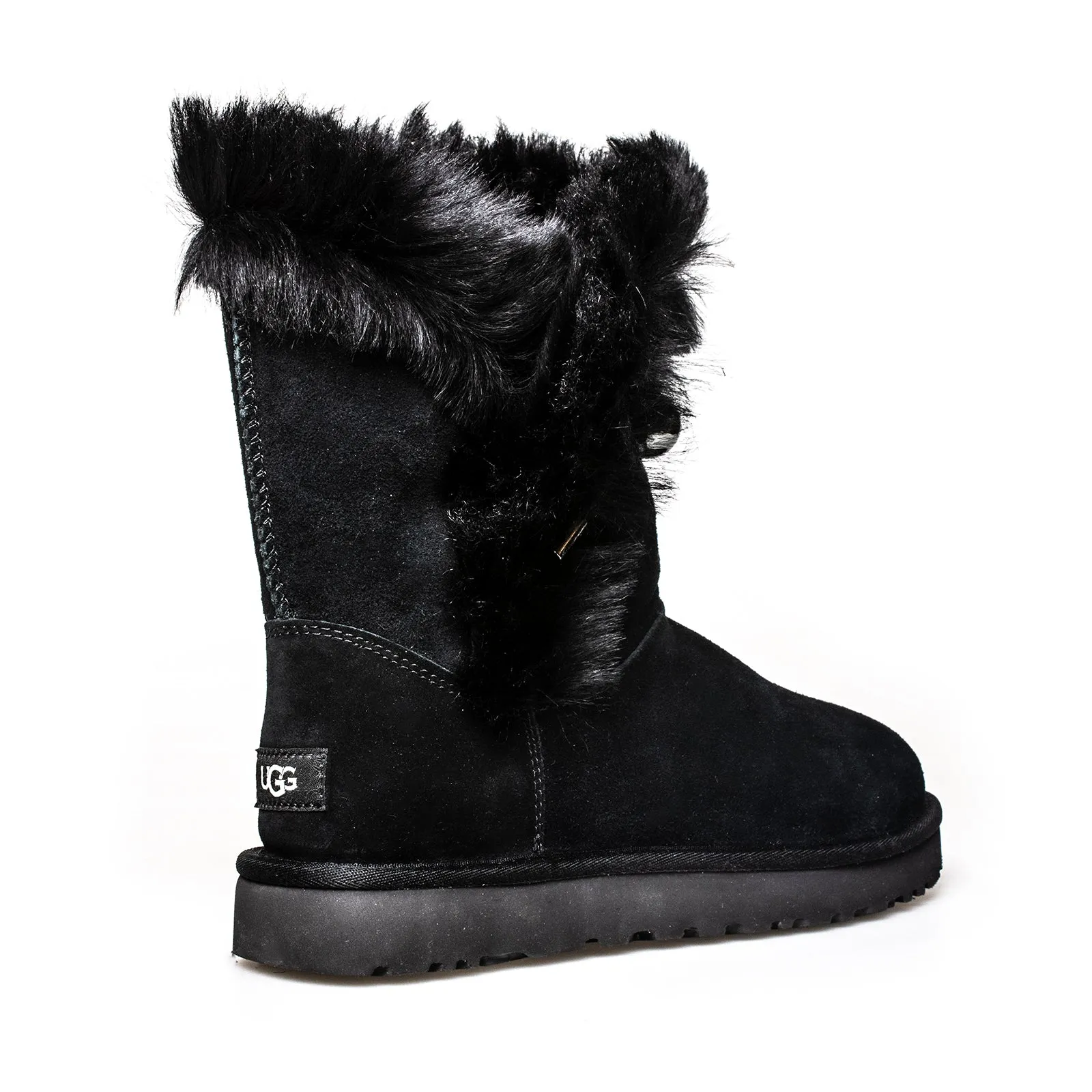 UGG Classic Fluff Pin Black Boots - Women's