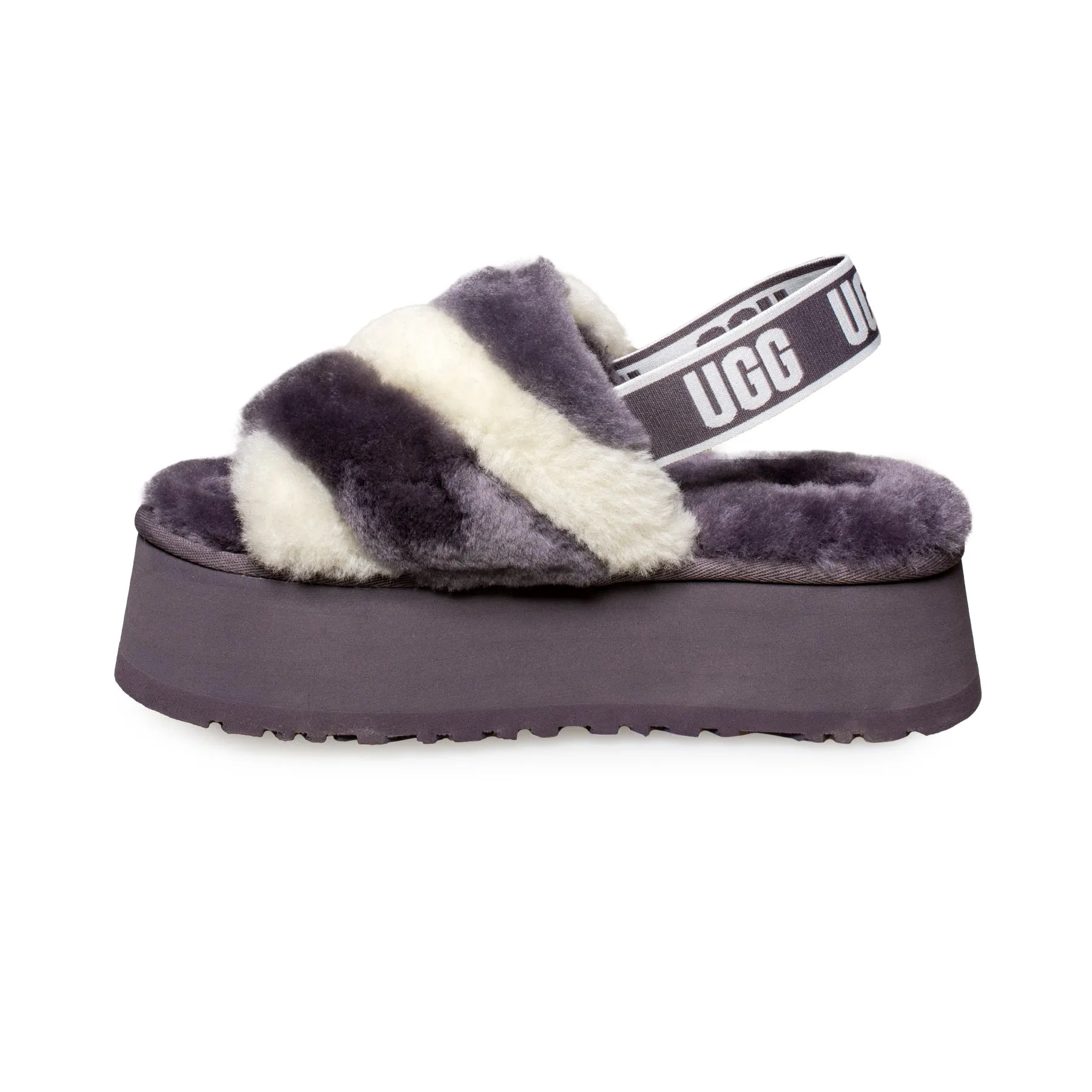 UGG Disco Stripe Slide Shade / White Combo Sandals - Women's