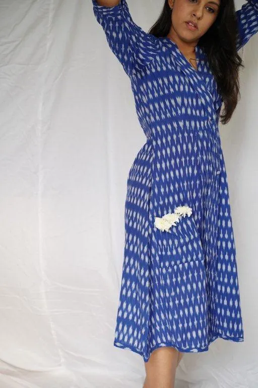 Unsaid Ikat Blue & White Dress