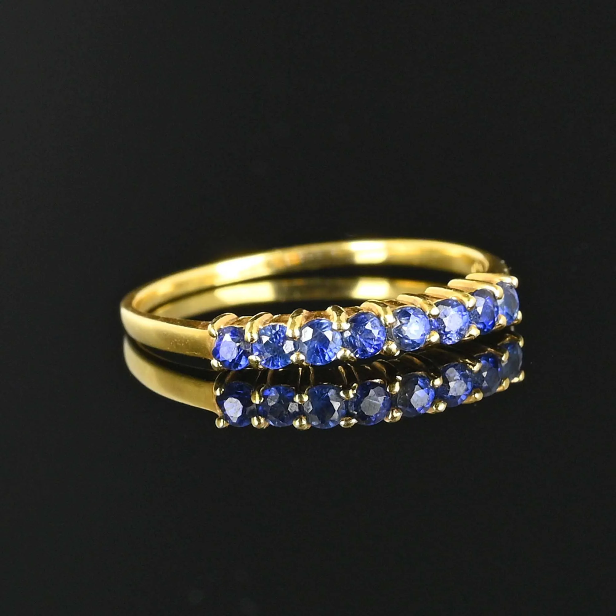 Vintage 14K Gold Sapphire Half Eternity Ring Band