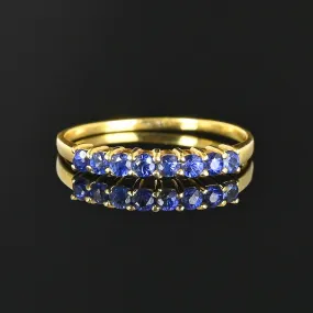 Vintage 14K Gold Sapphire Half Eternity Ring Band