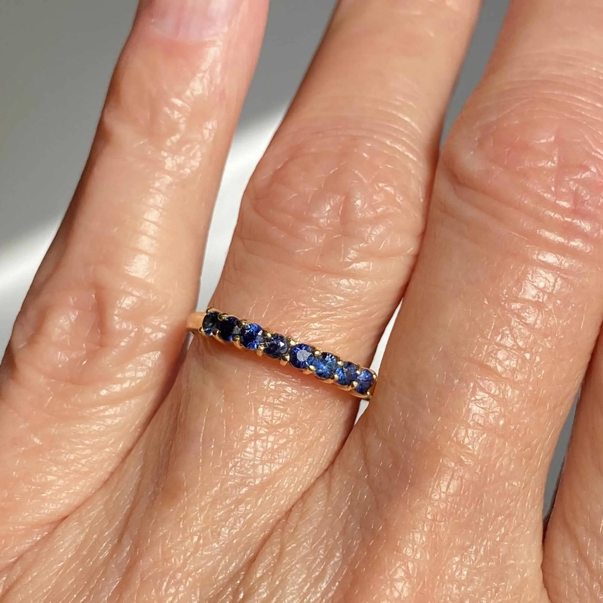 Vintage 14K Gold Sapphire Half Eternity Ring Band