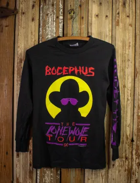 Vintage Bocephus Lone Wolf Tour Long Sleeve Concert T Shirt 1990 Black Small