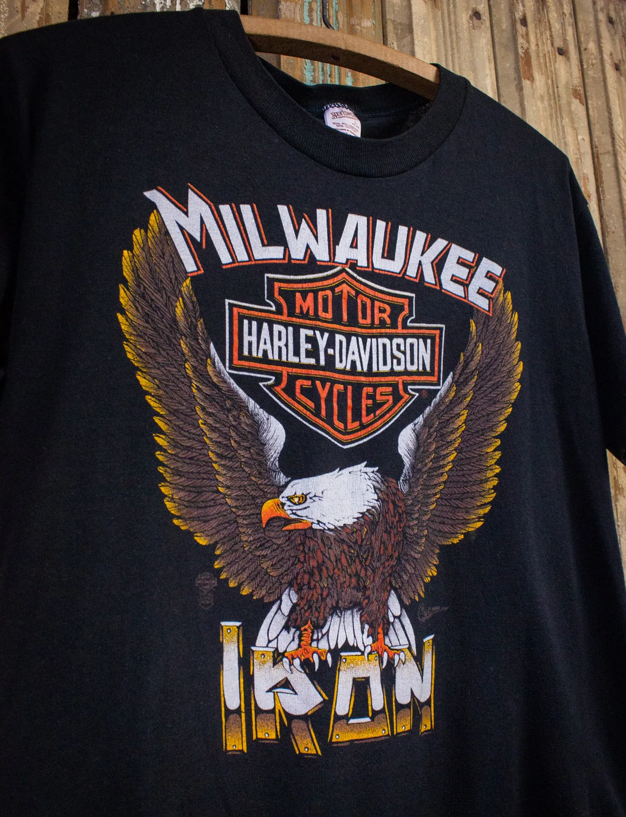 Vintage Harley Davidson Milwaukee Iron Graphic T Shirt 1986 Black Medium