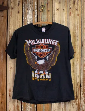 Vintage Harley Davidson Milwaukee Iron Graphic T Shirt 1986 Black Medium