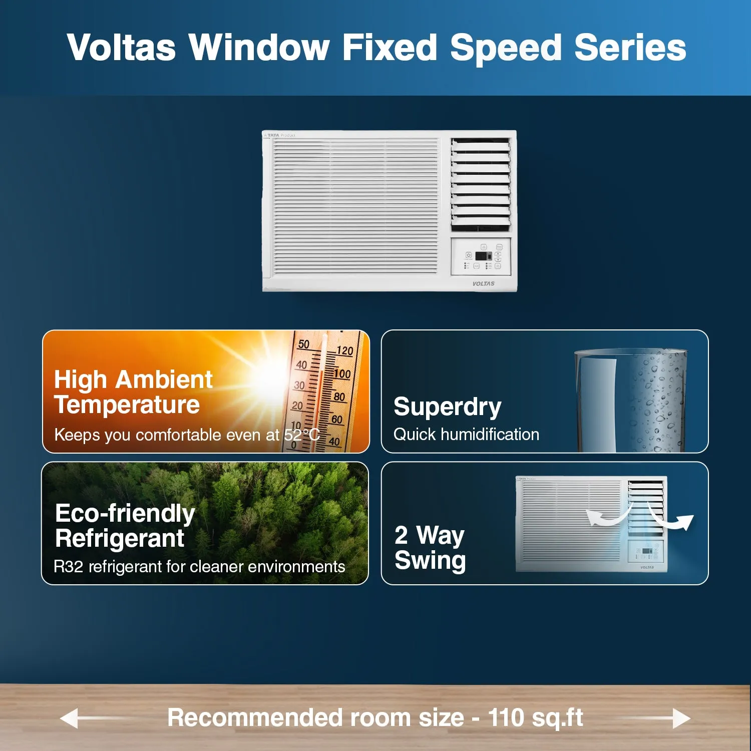 Voltas Fixed Speed Window AC, 1 Ton, 3 star - 123 Vectra Platina