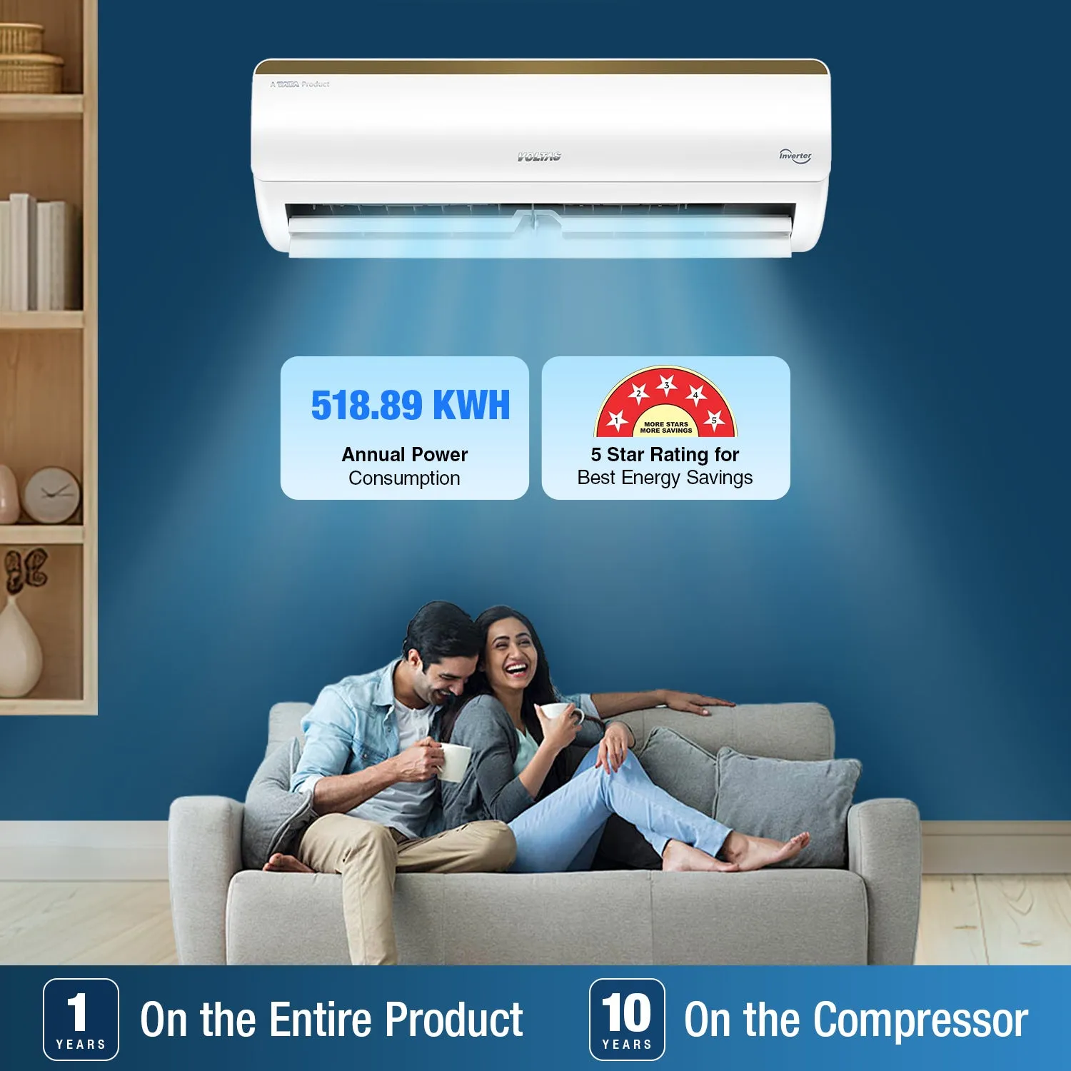 Voltas SmartAir Inverter AC, 1 Ton, 5 star - 125V Vertis Elite Gold