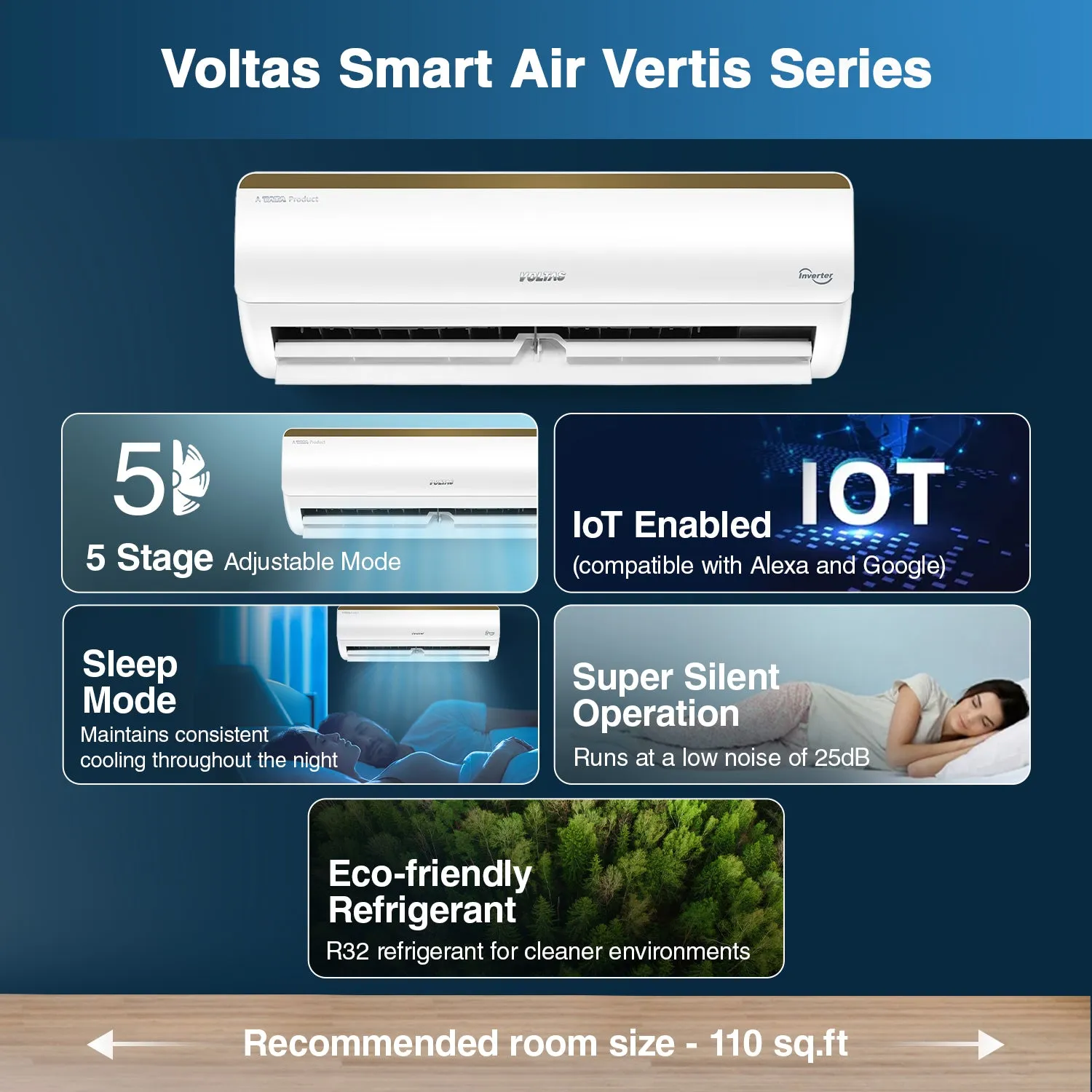 Voltas SmartAir Inverter AC, 1 Ton, 5 star - 125V Vertis Elite Gold