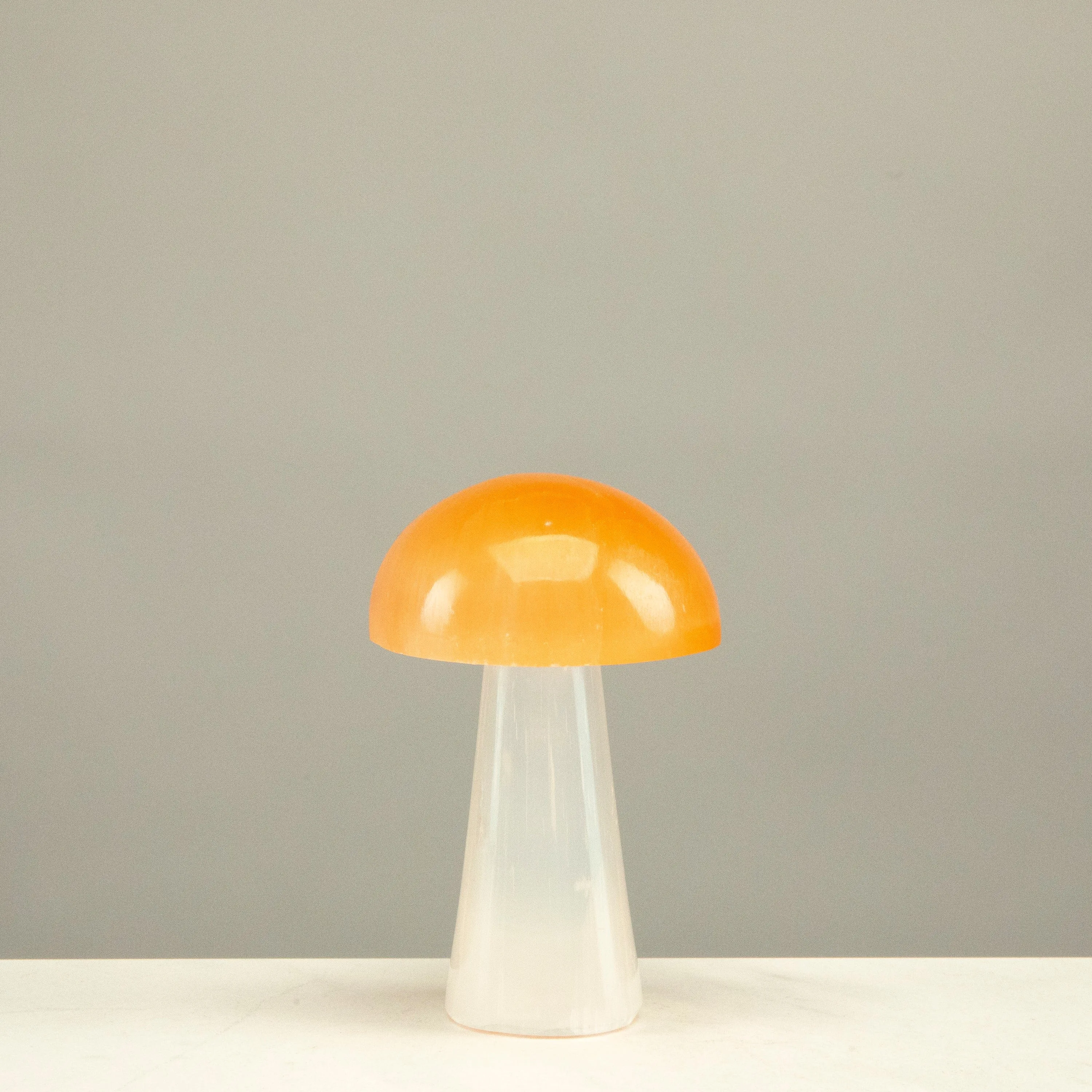 White & Orange Selenite Mushroom 3.5