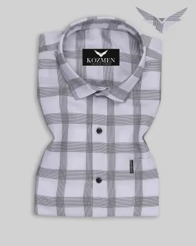 White Color Cotton Casual Check Shirt For Men