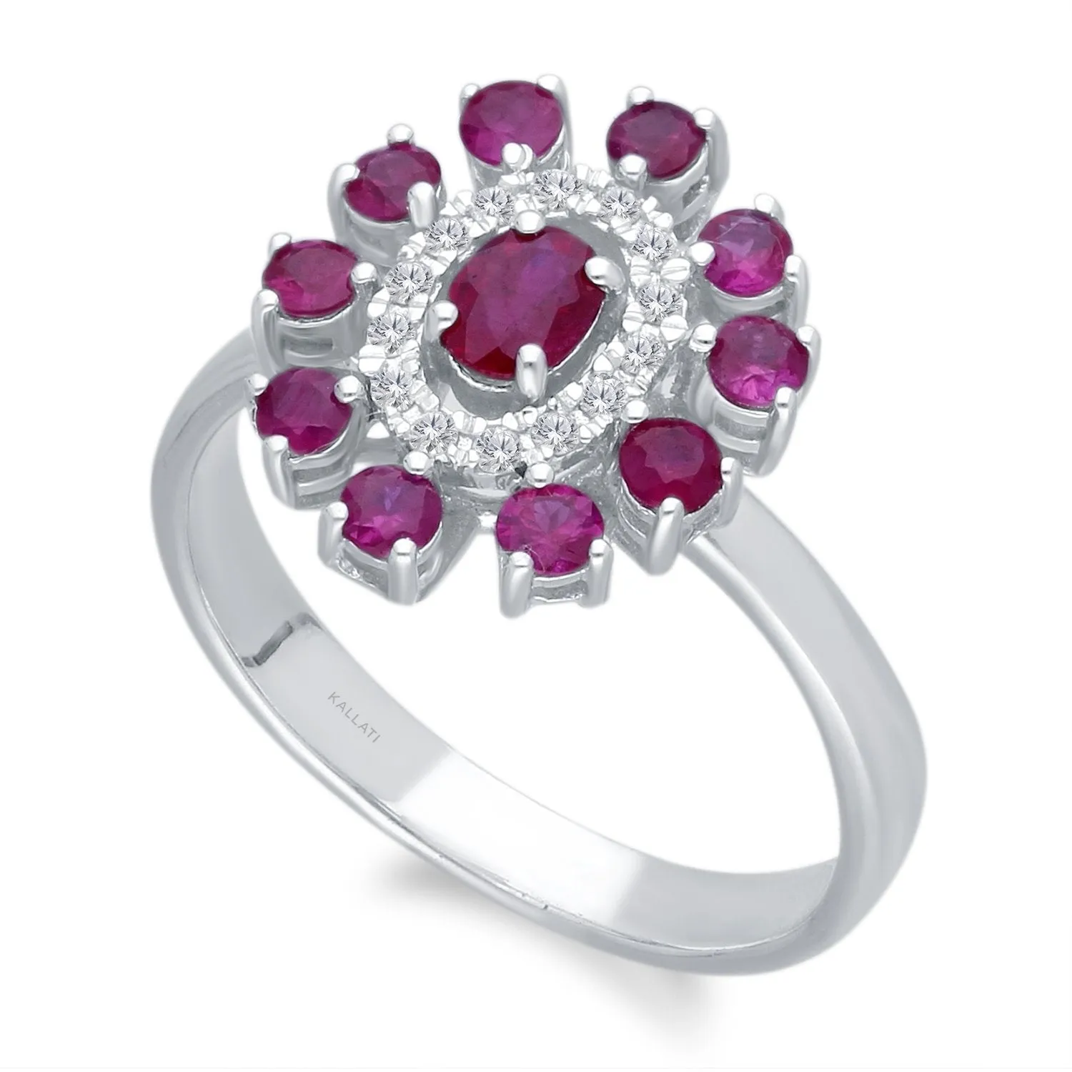 White Gold Ruby & Diamond Heirloom Ring