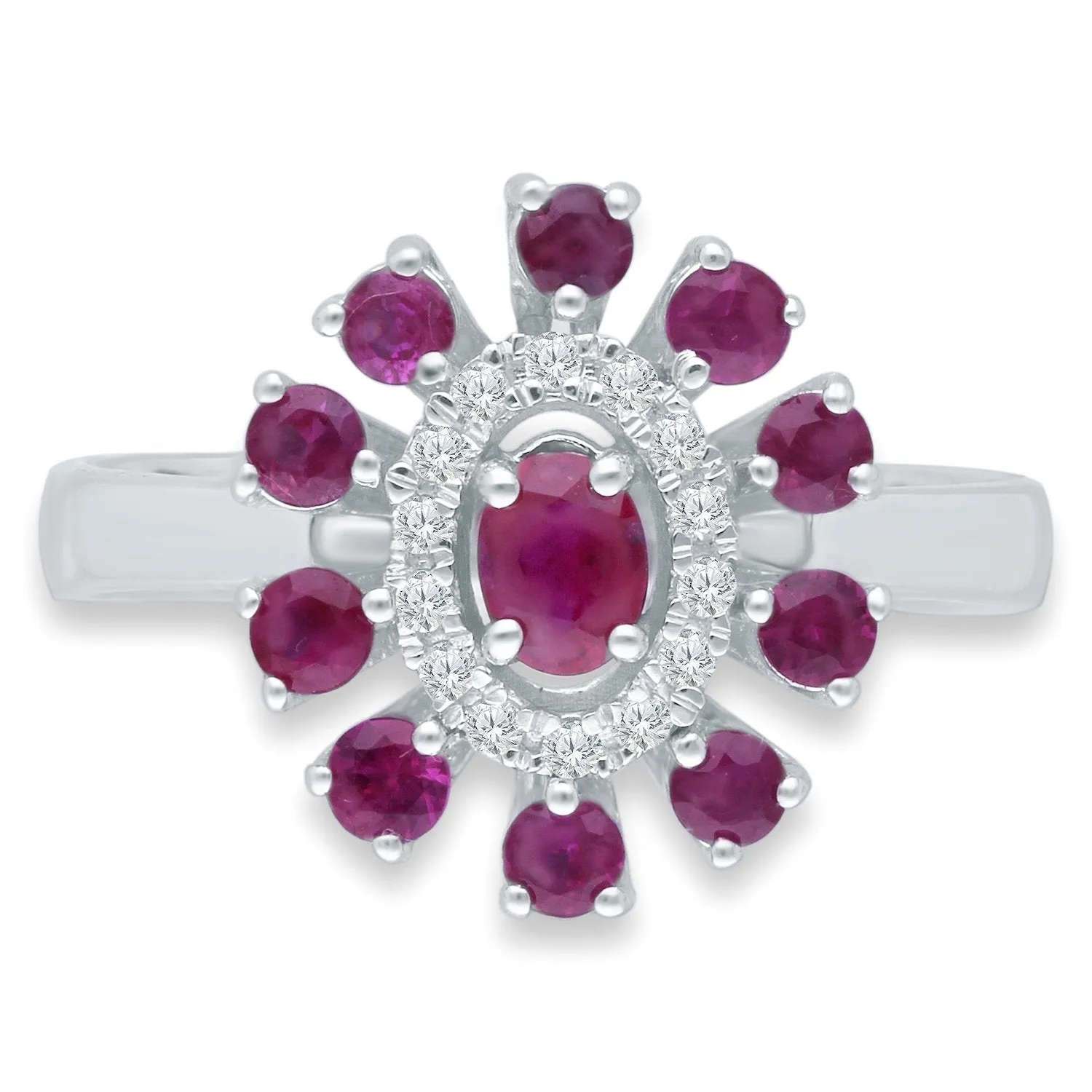 White Gold Ruby & Diamond Heirloom Ring