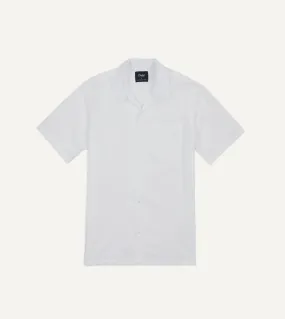 White Seersucker Camp Collar Short Sleeve Shirt