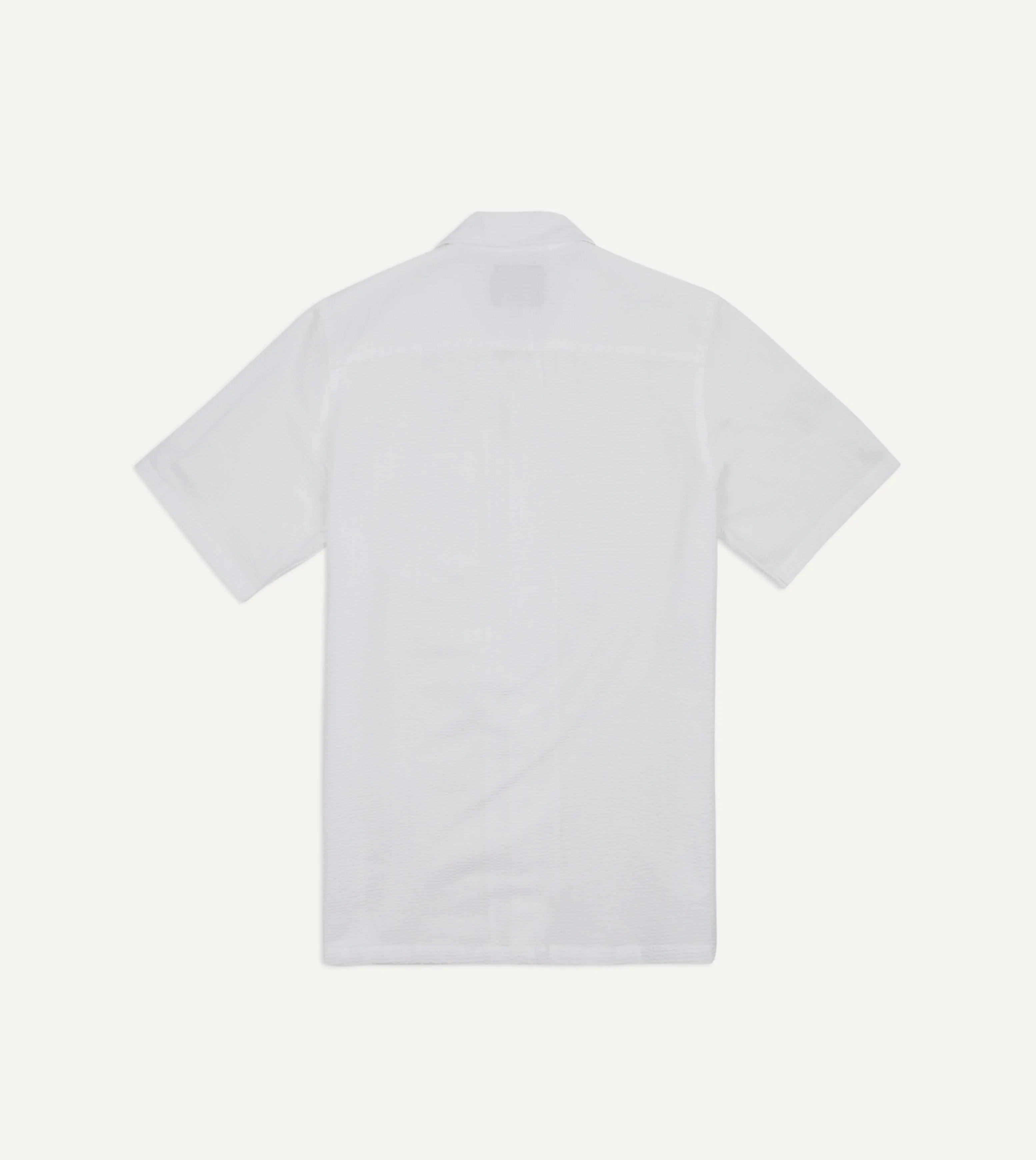 White Seersucker Camp Collar Short Sleeve Shirt