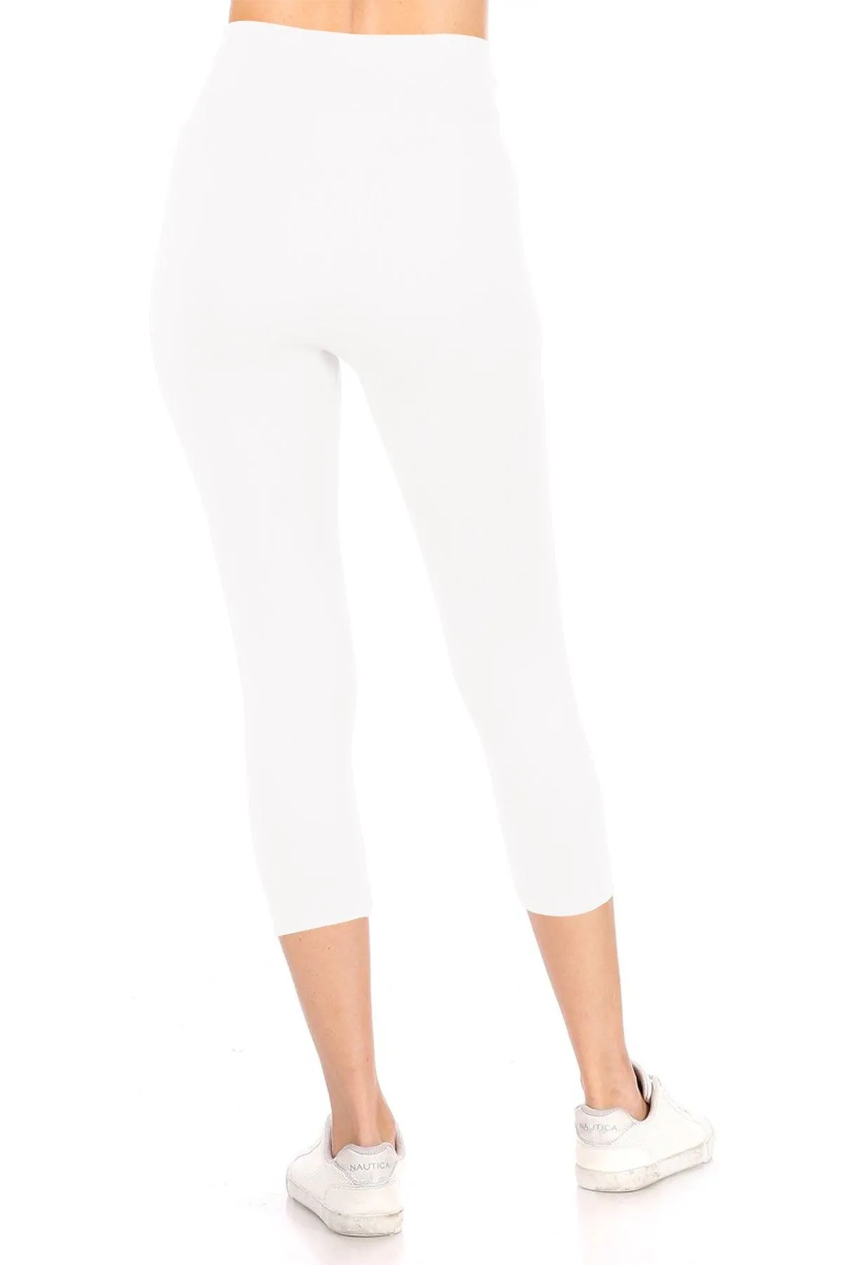 Women's Casual High Waist Solid Seamless Capri Leggings