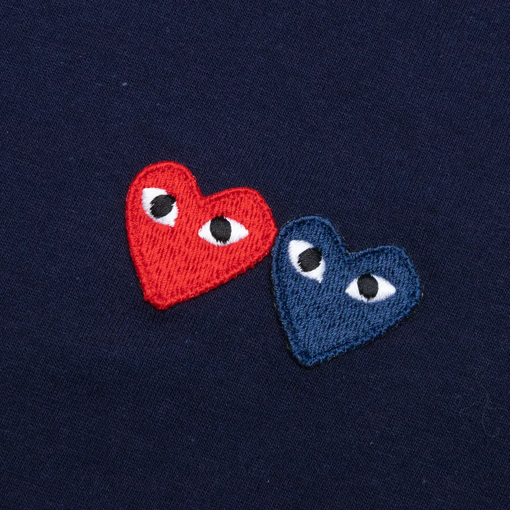 Women's Double Hearts T-Shirt - Navy