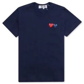 Women's Double Hearts T-Shirt - Navy