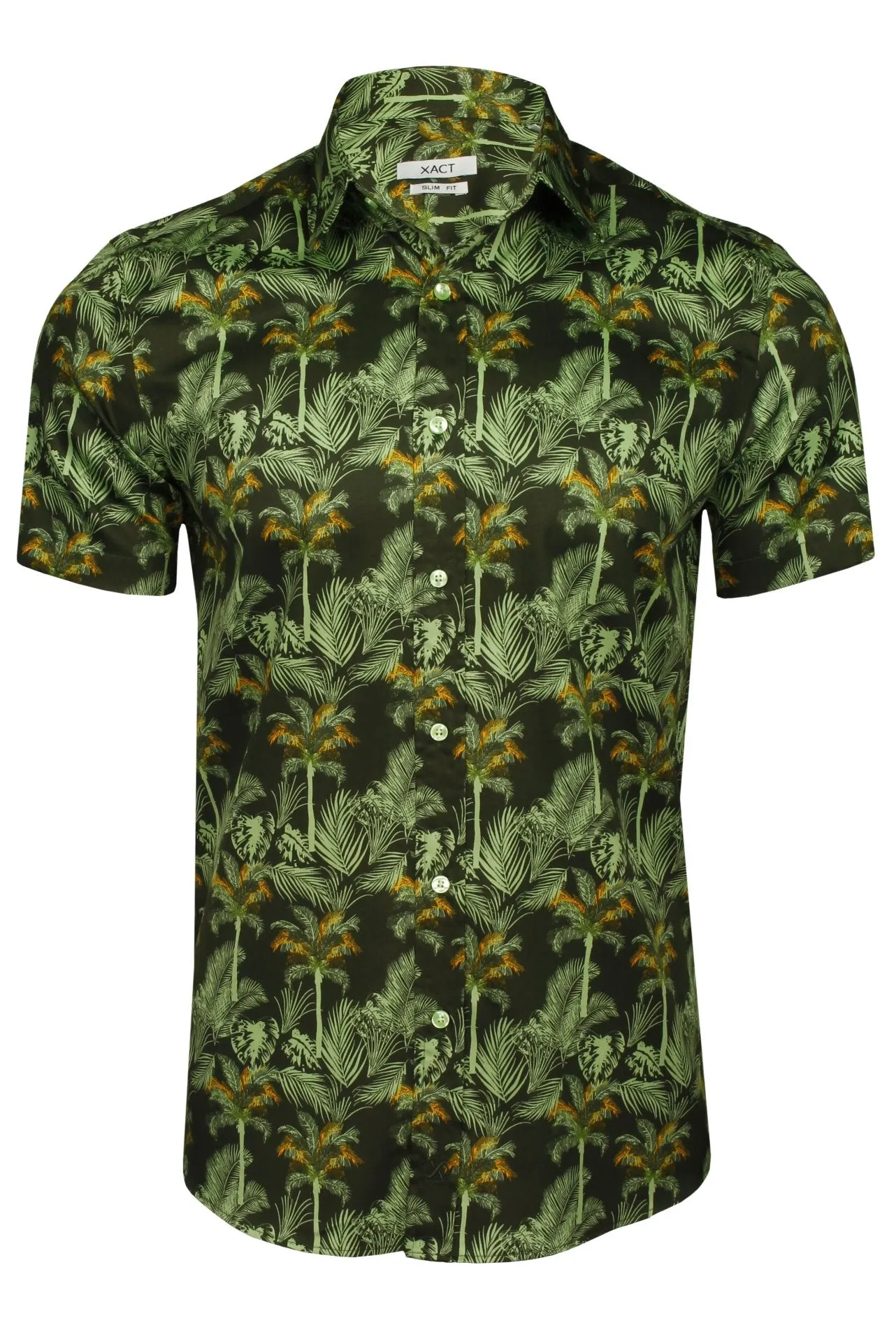 Xact Mens Cotton Palm Tree Hawaiian Shirt, Short Sleeved