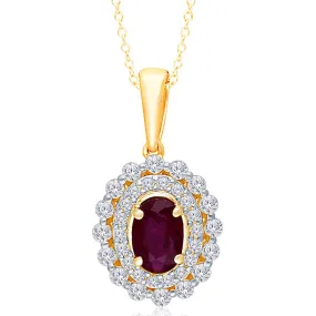 Yellow Gold Ruby & Diamond Heirloom Pendant